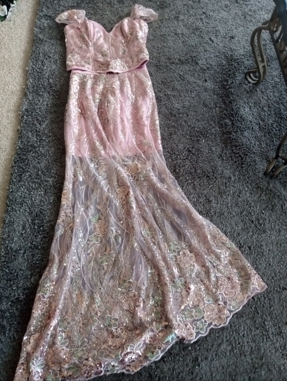 STUNNING Sequin Mermaid Corset Bodice & Skirt Soft pink Lehnga Set